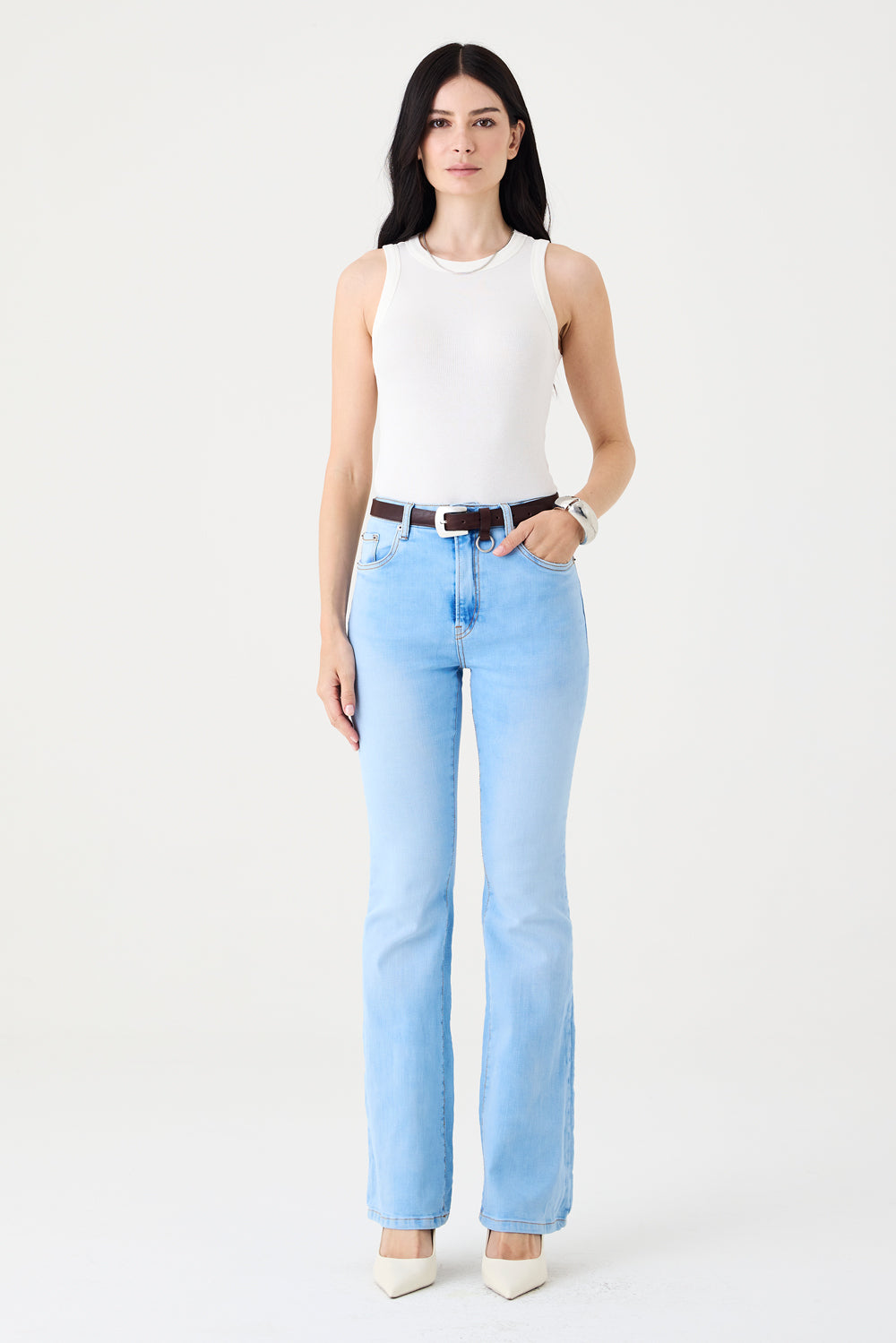 CALÇA LARISSA FEMININA BOOTCUT JEANS CLARO