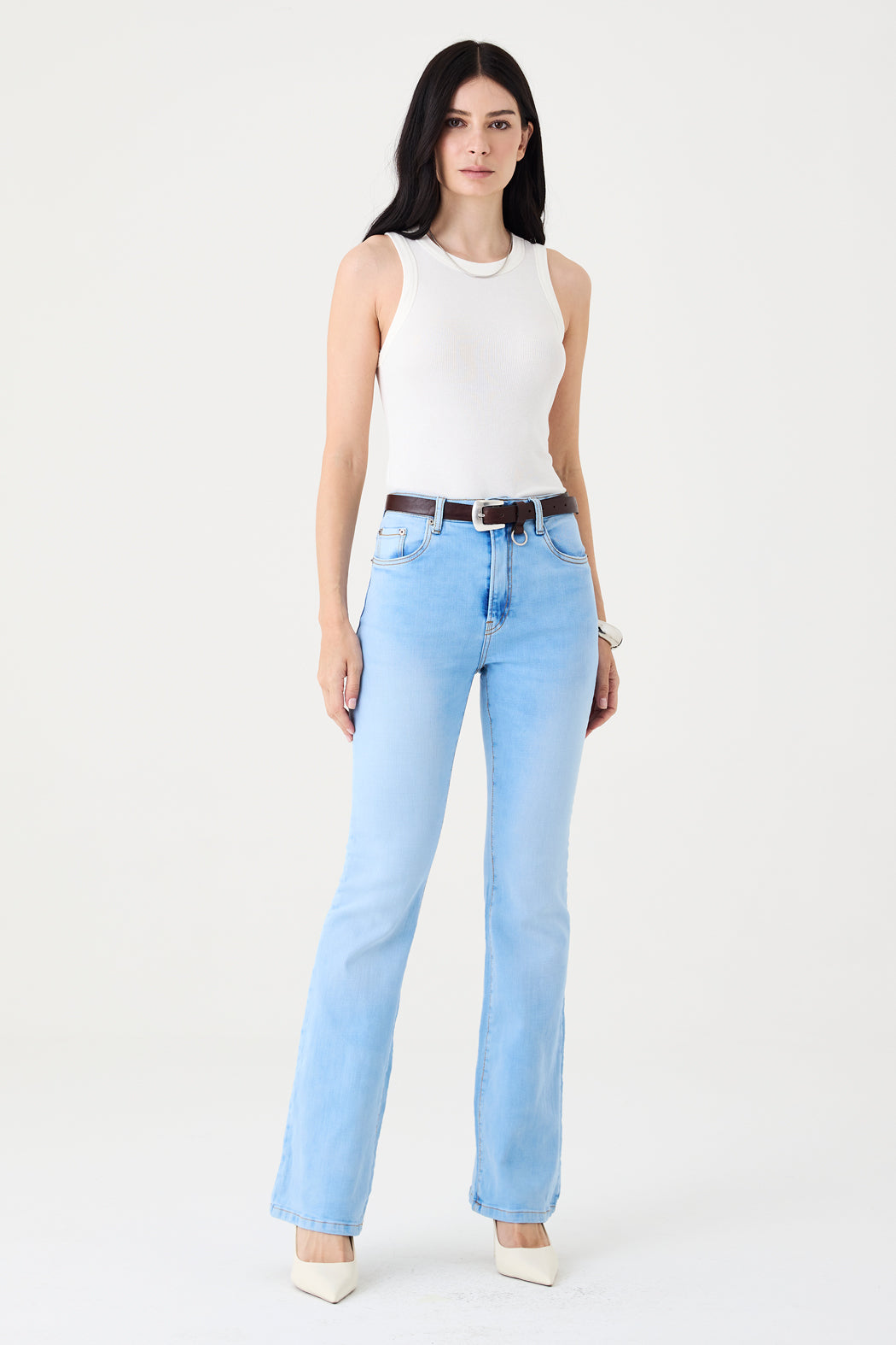 CALÇA LARISSA FEMININA BOOTCUT JEANS CLARO