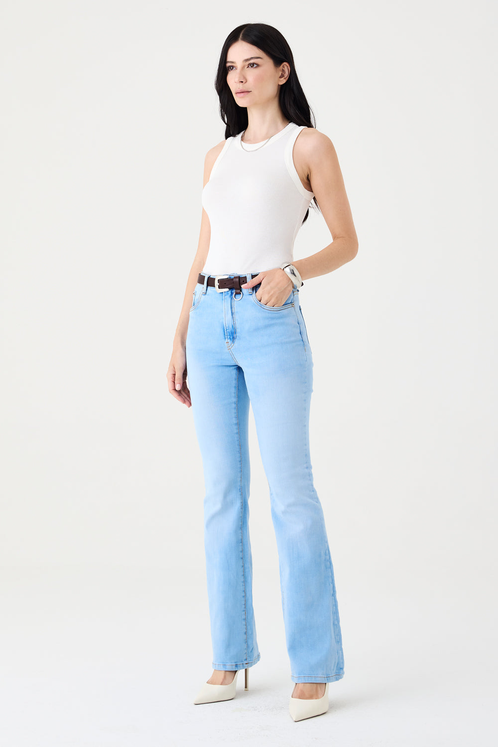CALÇA LARISSA FEMININA BOOTCUT JEANS CLARO