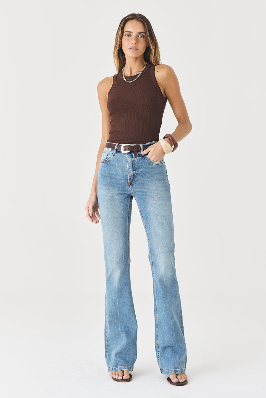 CALÇA LARISSA FEMININA BOOTCUT RISCO JEANS MÉDIO