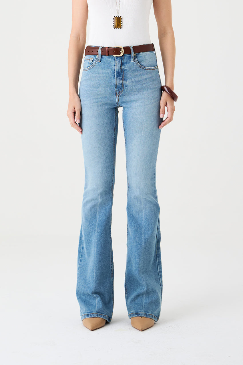 CALÇA LARISSA FEMININA BOOTCUT RISCO JEANS MÉDIO