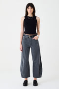 CALÇA MARIA FEMININA BARREL SARJA GRAFITE