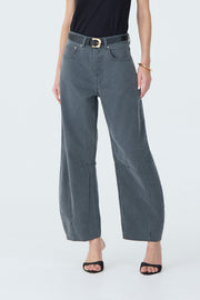 CALÇA MARIA FEMININA BARREL SARJA GRAFITE