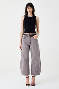 CALÇA MARIA FEMININA BARREL SARJA MARROM