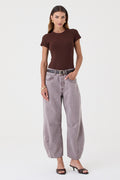 CALÇA MARIA FEMININA BARREL SARJA MARROM