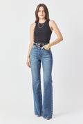 CALÇA ELIS FEMININA BOOTCUT BARRA FIO JEANS ESCURO