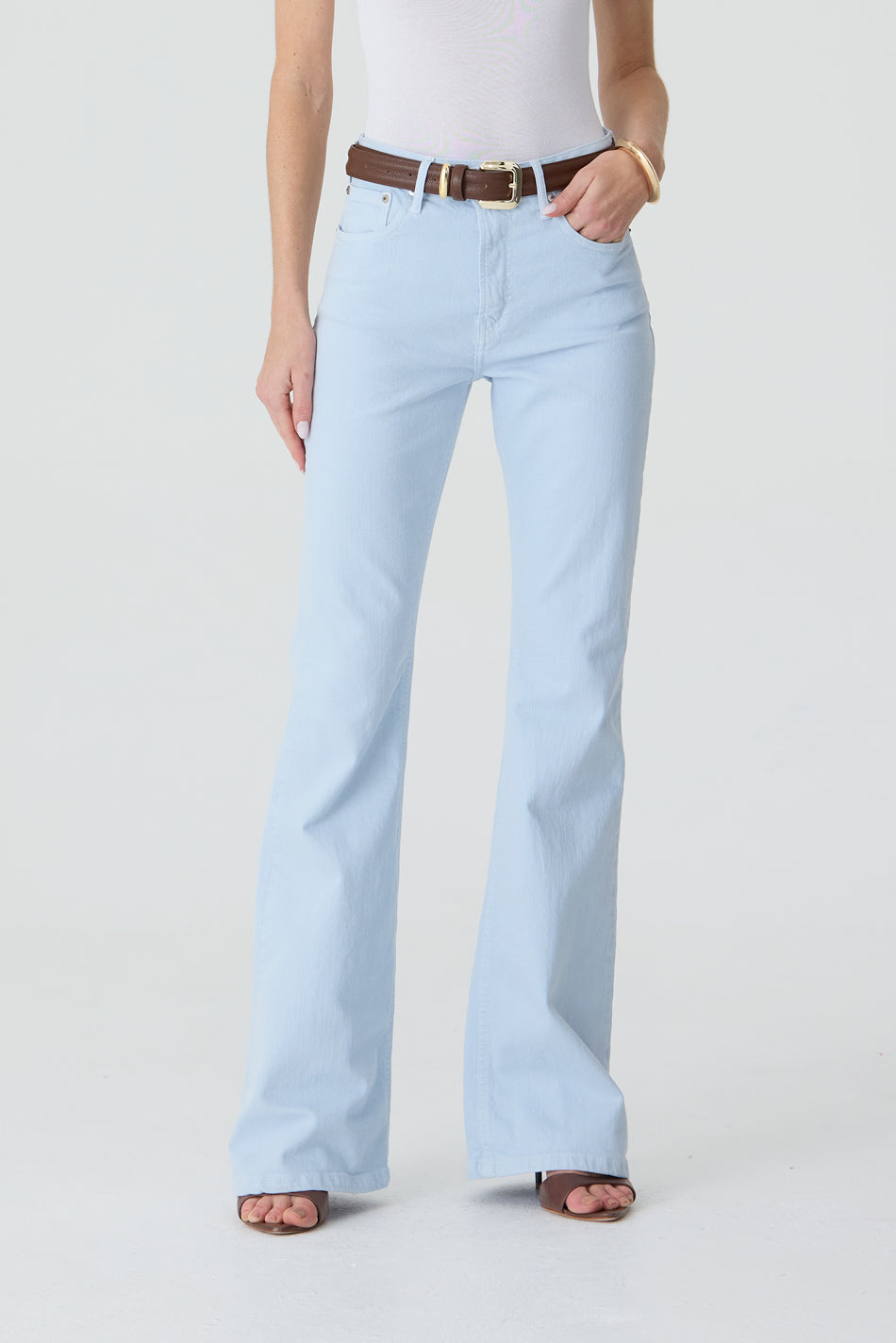 CALÇA LARISSA FEMININA BOOTCUT SARJA AZUL CLARO
