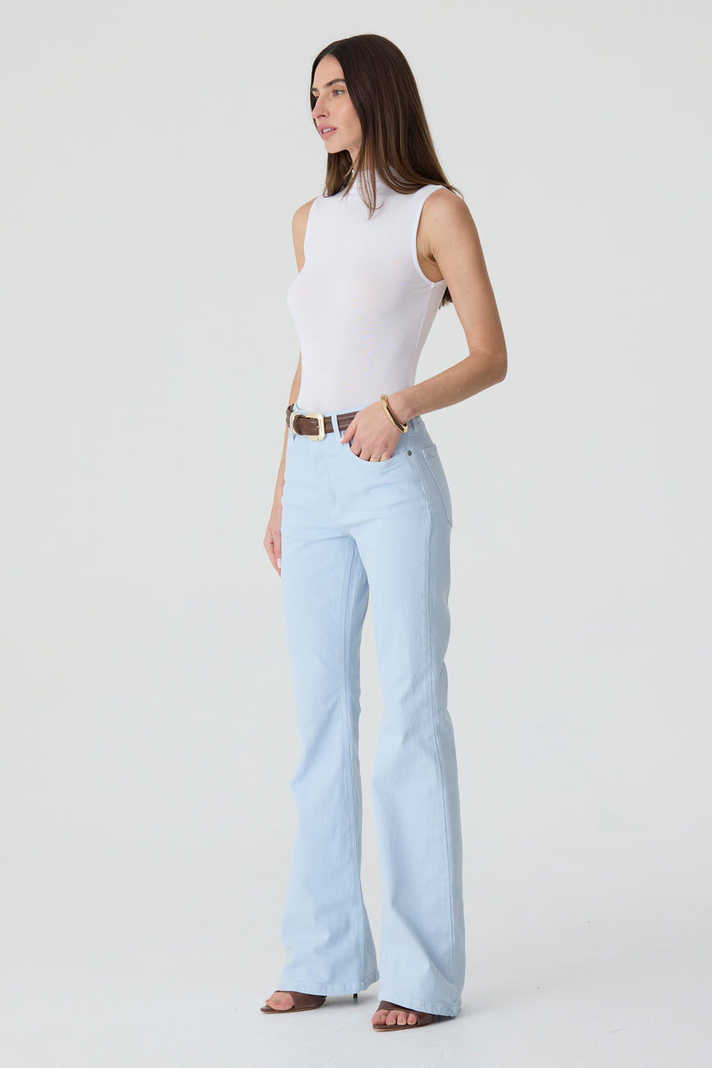 CALÇA LARISSA FEMININA BOOTCUT SARJA AZUL CLARO