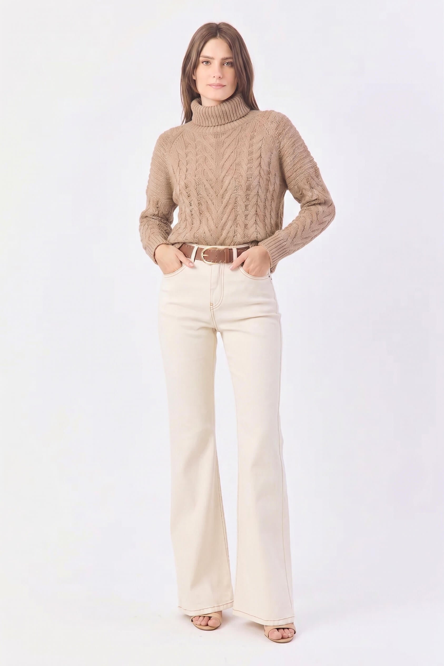 TRICOT FEMININO MULET MANGA LONGA - AREIA