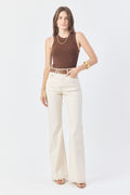 CALÇA LARISSA FEMININA BOOTCUT SARJA NATURAL