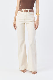 CALÇA LARISSA FEMININA BOOTCUT SARJA NATURAL