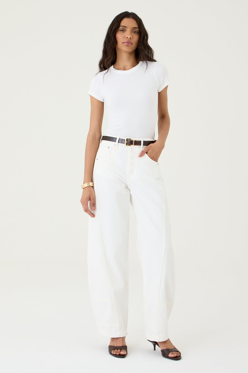 CALÇA FABI FEMININA BALLOON RECORTES SARJA OFF WHITE