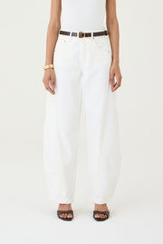 CALÇA FABI FEMININA BALLOON RECORTES SARJA OFF WHITE
