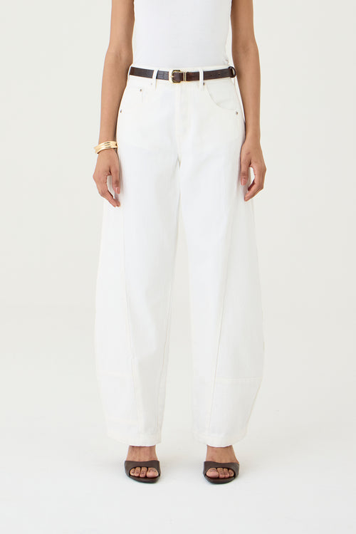 CALÇA FABI FEMININA BALLOON RECORTES SARJA OFF WHITE