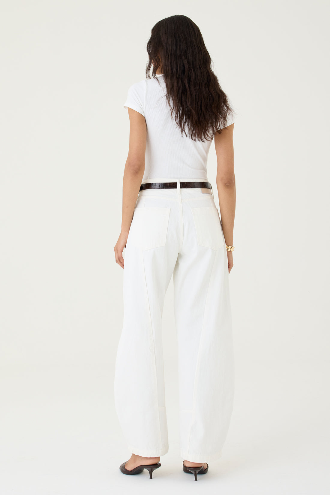 CALÇA FABI FEMININA BALLOON RECORTES SARJA OFF WHITE