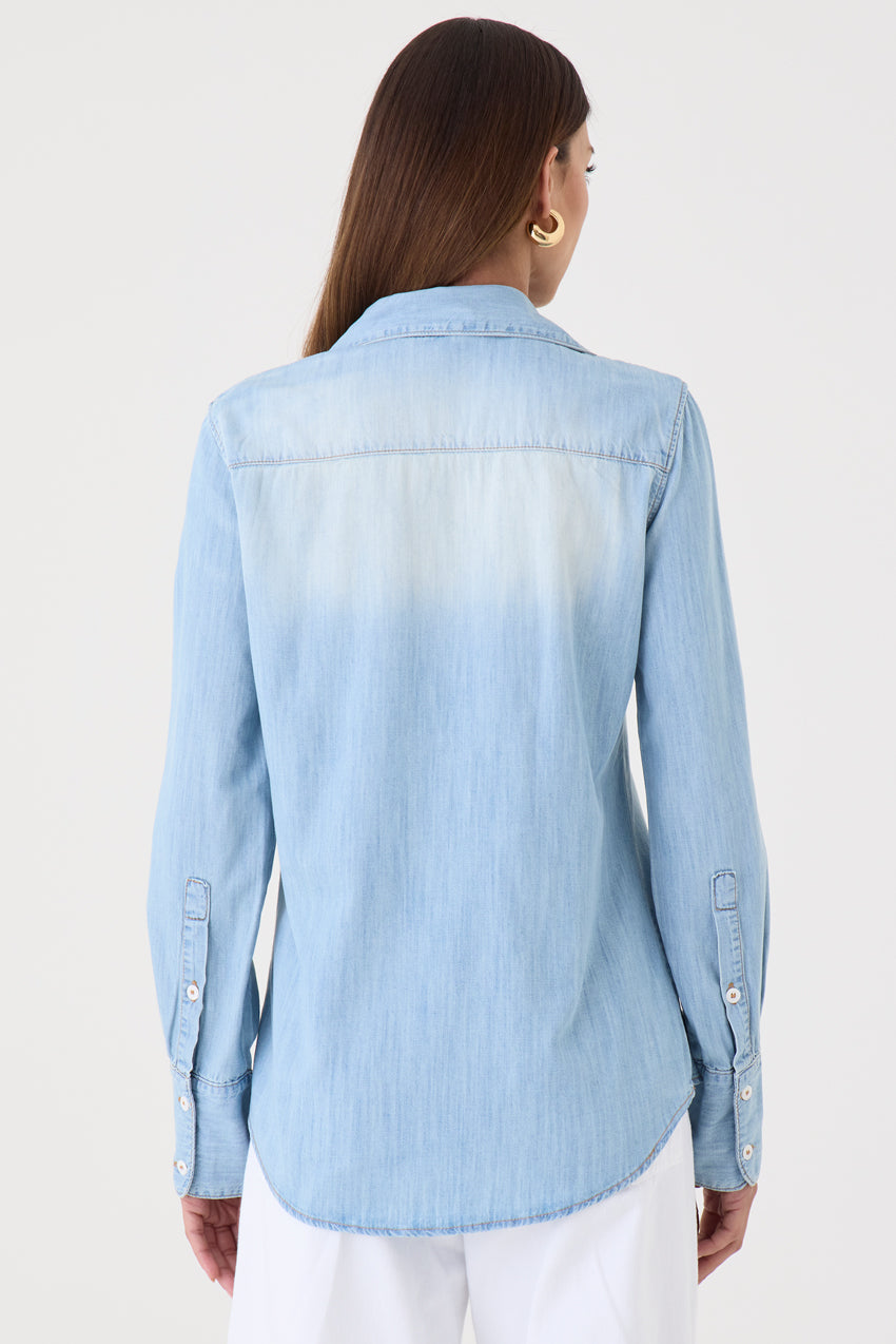CAMISA FEMININA JEANS STONED CLARO SLIM