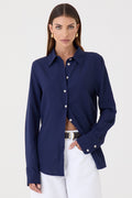 CAMISA FEMININA  SLIM LUGO AZUL DARK