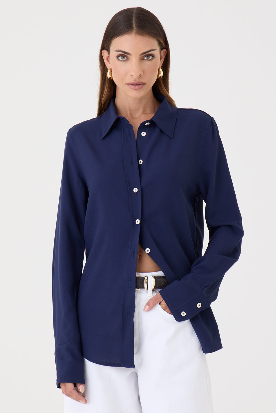 CAMISA FEMININA  SLIM LUGO AZUL DARK