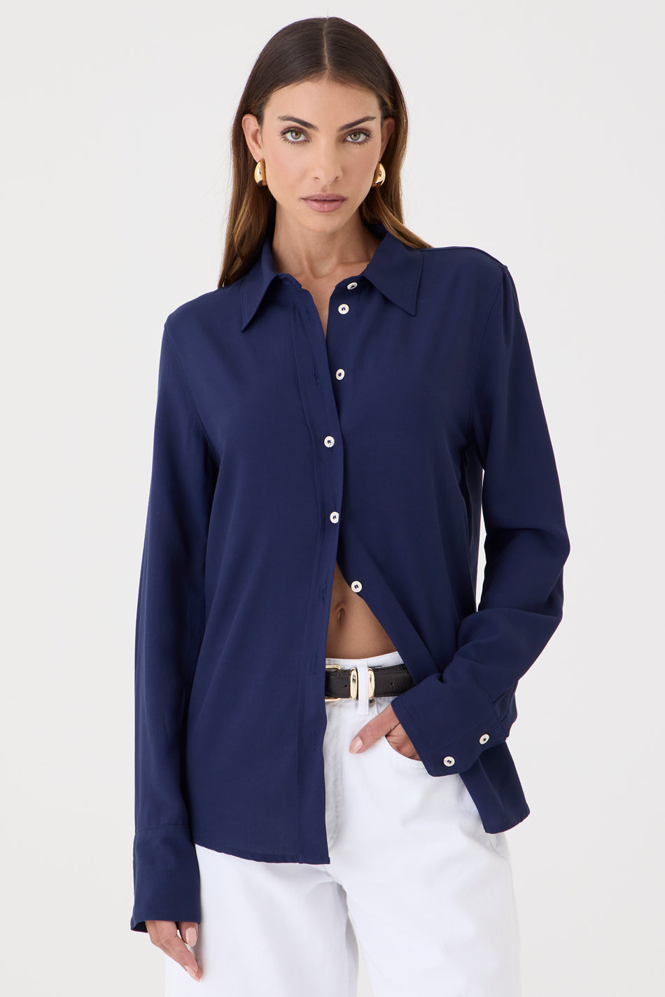 CAMISA FEMININA  SLIM LUGO AZUL DARK
