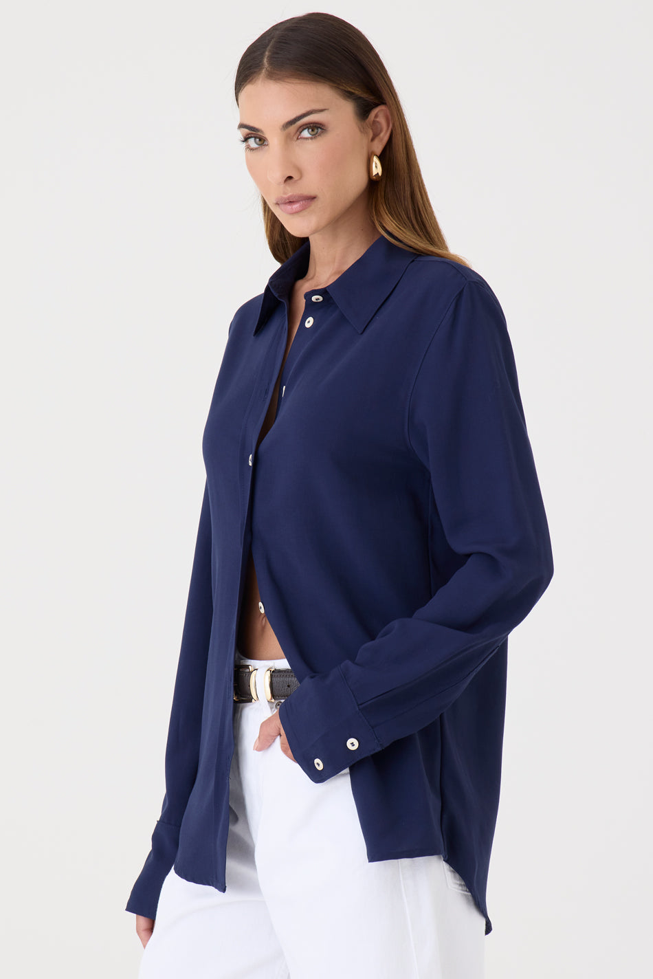 CAMISA FEMININA  SLIM LUGO AZUL DARK