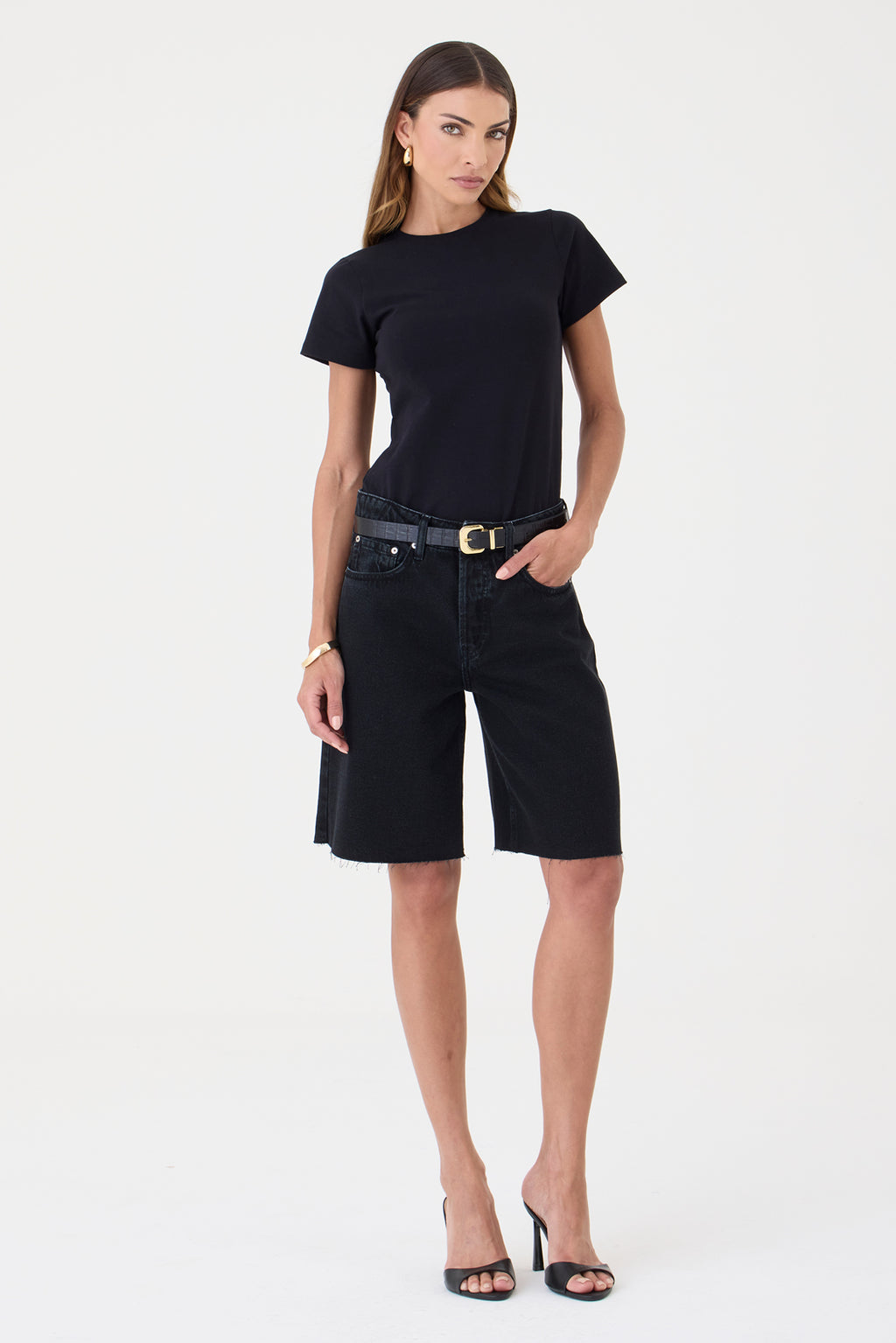 JORTS HELENA FEMININO BARRA A FIO JEANS BLACK