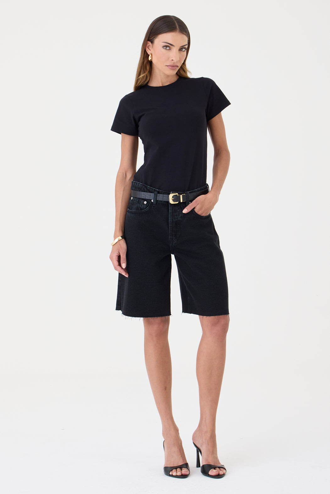 JORTS HELENA FEMININO BARRA A FIO JEANS BLACK