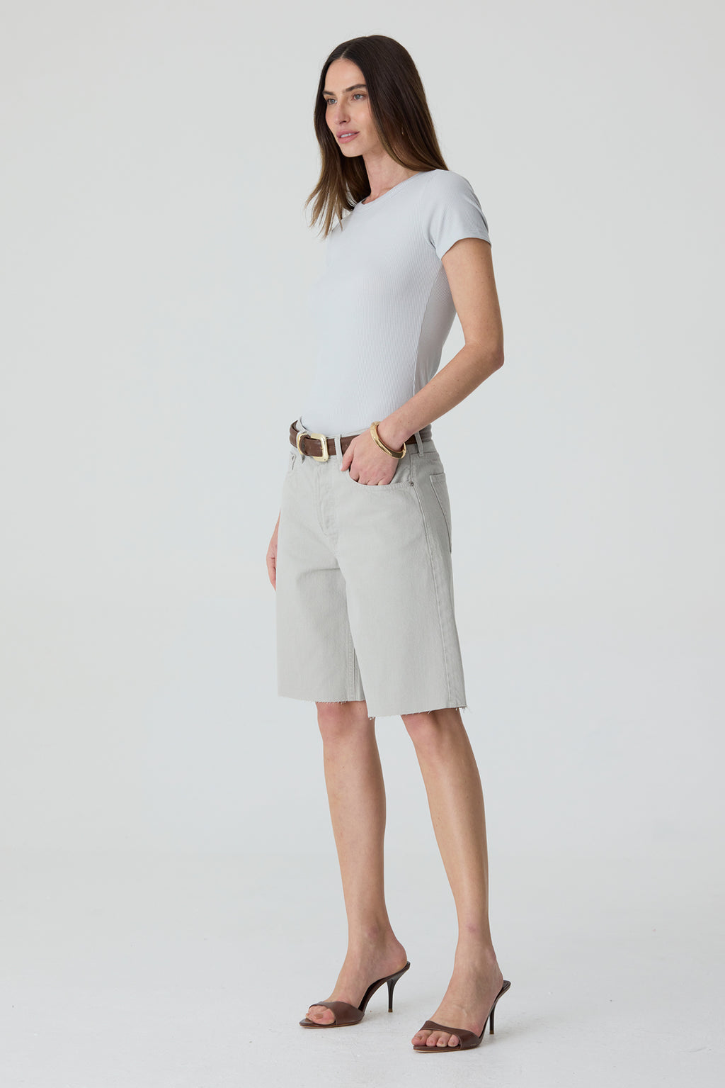 JORTS HELENA FEMININO BARRA A FIO SARJA AGATE GRAY