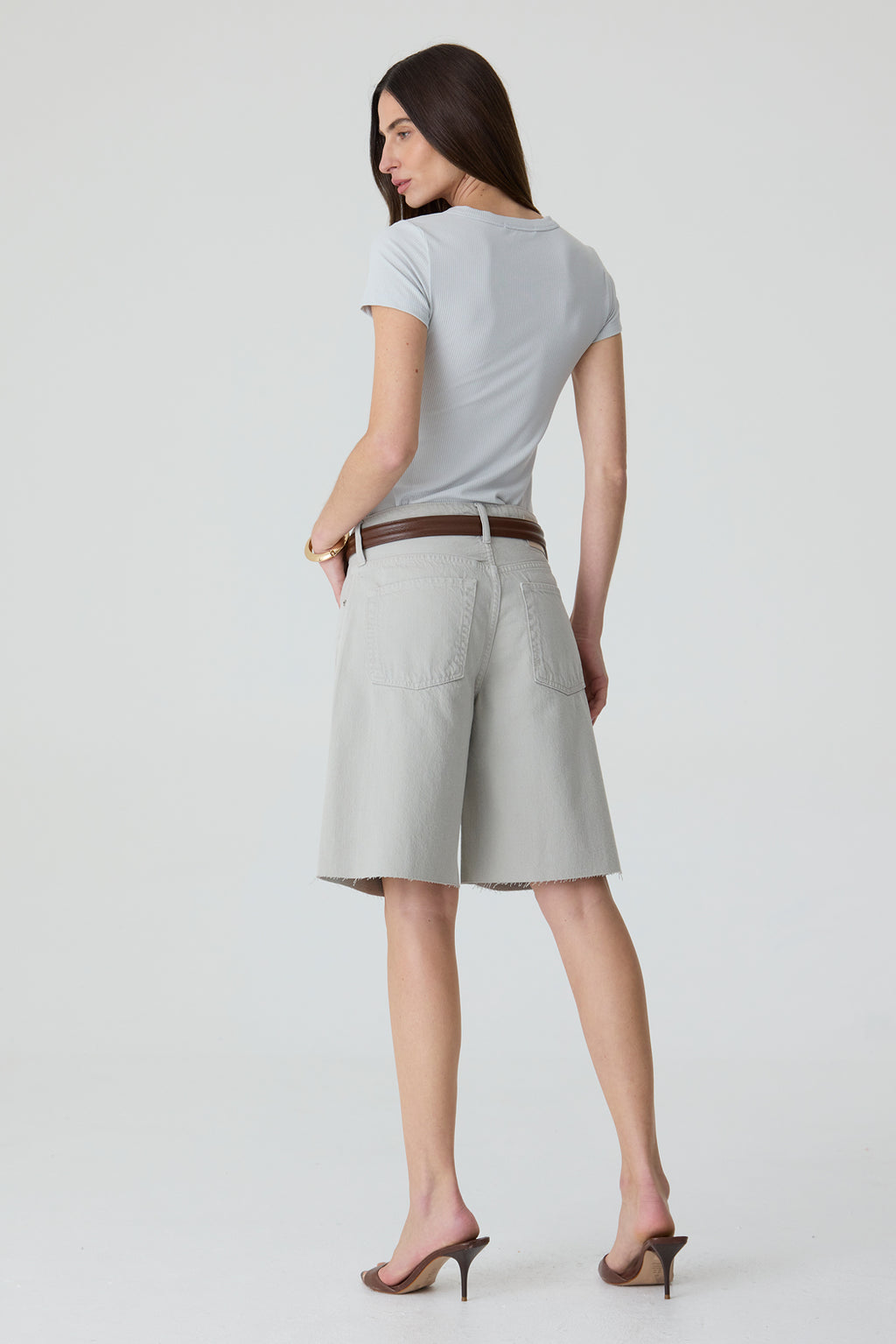 JORTS HELENA FEMININO BARRA A FIO SARJA AGATE GRAY