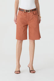 JORTS HELENA FEMININO BARRA A FIO SARJA TERRACOTA