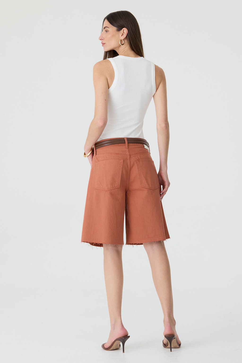 JORTS HELENA FEMININO BARRA A FIO SARJA TERRACOTA