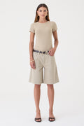 JORTS HELENA FEMININO BARRA A FIO SARJA AREIA
