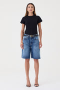 JORTS HELENA FEMININO BARRA A FIO JEANS MÉDIO ESCURO