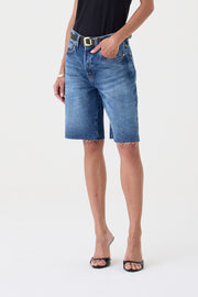 JORTS HELENA FEMININO BARRA A FIO JEANS MÉDIO ESCURO