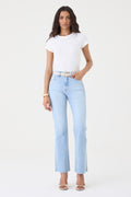 CALÇA MAJU FEMININA SLIM STRAIGHT COM ELASTANO JEANS CLARO