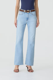 CALÇA BABI FEMININA SLIM STRAIGHT COM ELASTANO JEANS CLARO