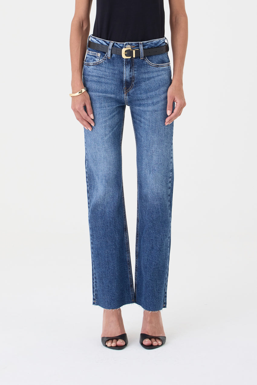 CALÇA MAJU FEMININA SLIM STRAIGHT COM ELASTANO JEANS ESCURO