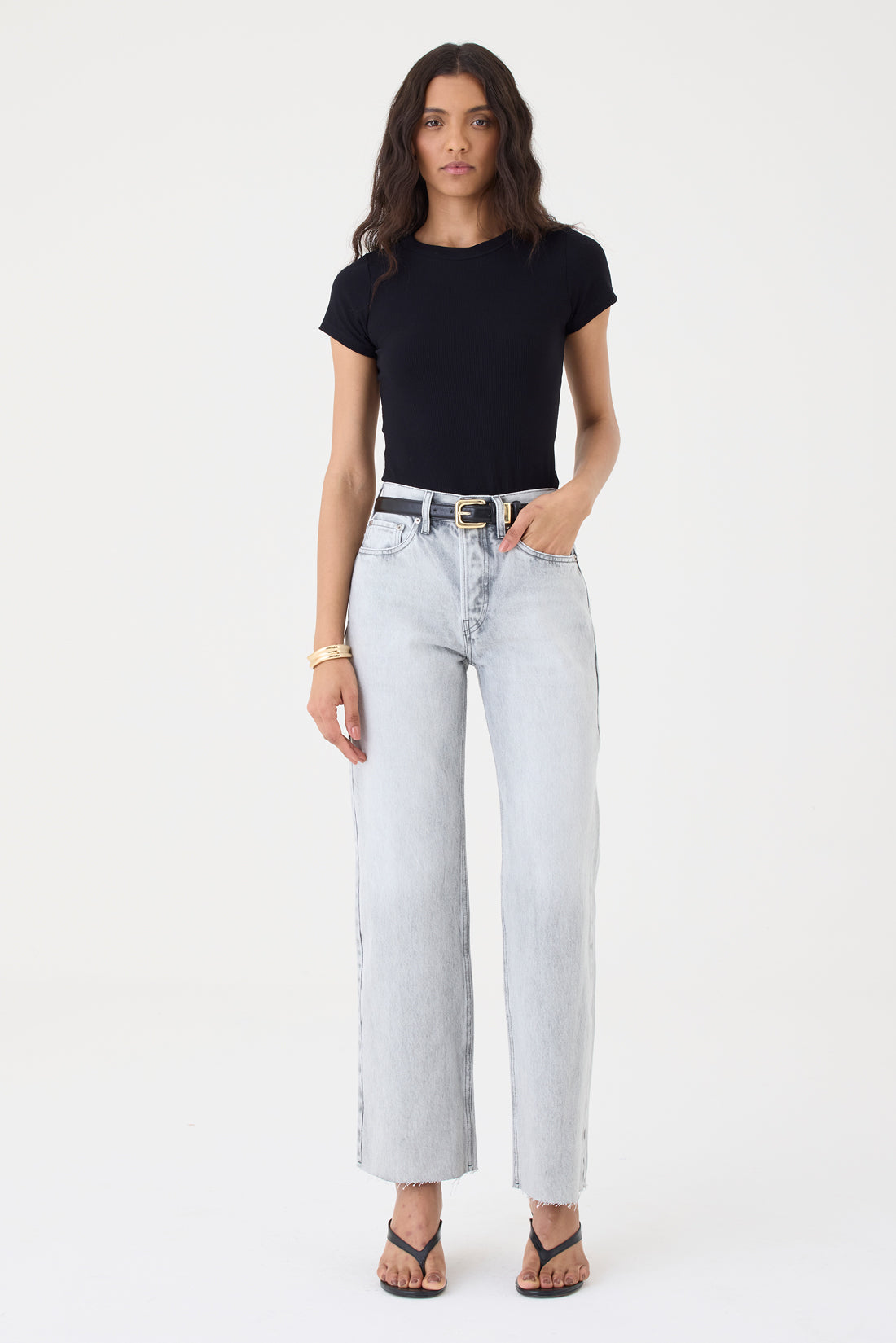 CALÇA DANI FEMININA STRAIGHT BARRA A FIO GRAY