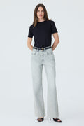 CALÇA DANI FEMININA STRAIGHT BARRA A FIO JEANS GREY