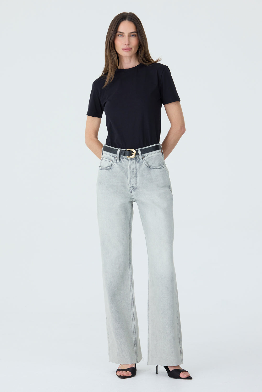 CALÇA DANI FEMININA STRAIGHT BARRA A FIO GRAY
