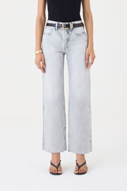 CALÇA DANI FEMININA STRAIGHT BARRA A FIO GRAY