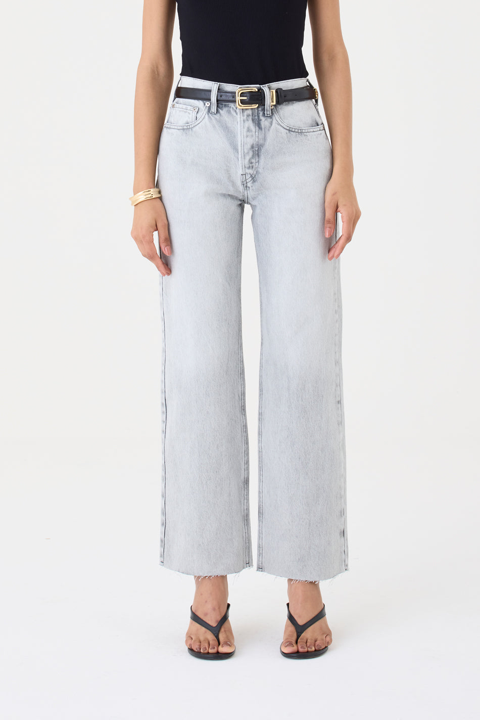 CALÇA DANI FEMININA STRAIGHT BARRA A FIO GRAY