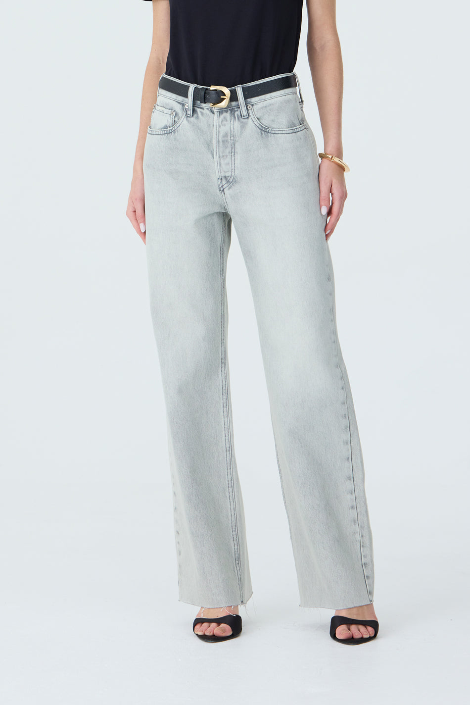 CALÇA DANI FEMININA STRAIGHT BARRA A FIO JEANS GREY