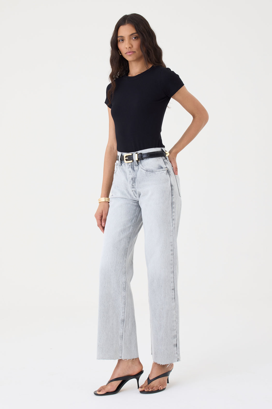CALÇA DANI FEMININA STRAIGHT BARRA A FIO GRAY
