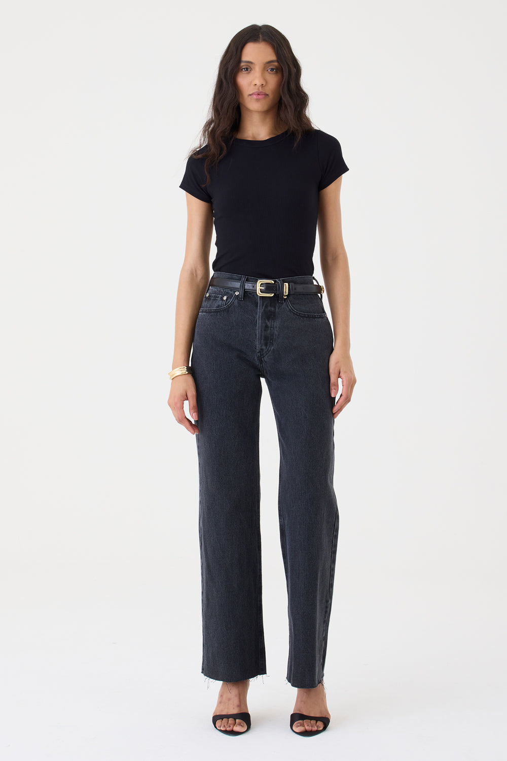 CALÇA DANI FEMININA STRAIGHT BARRA A FIO JEANS BLACK