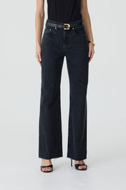 CALÇA DANI FEMININA STRAIGHT BARRA A FIO JEANS BLACK