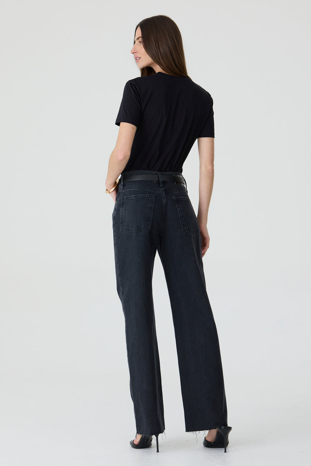 CALÇA DANI FEMININA STRAIGHT BARRA A FIO JEANS BLACK