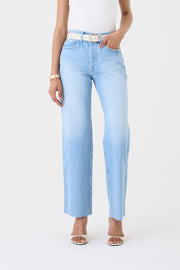 CALÇA DANI FEMININA STRAIGHT BARRA A FIO JEANS CLARO