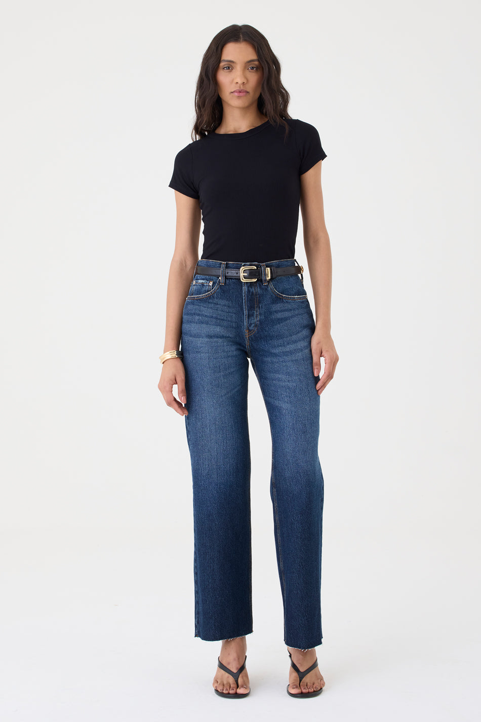 CALÇA DANI FEMININA STRAIGHT BARRA A FIO JEANS ESCURO