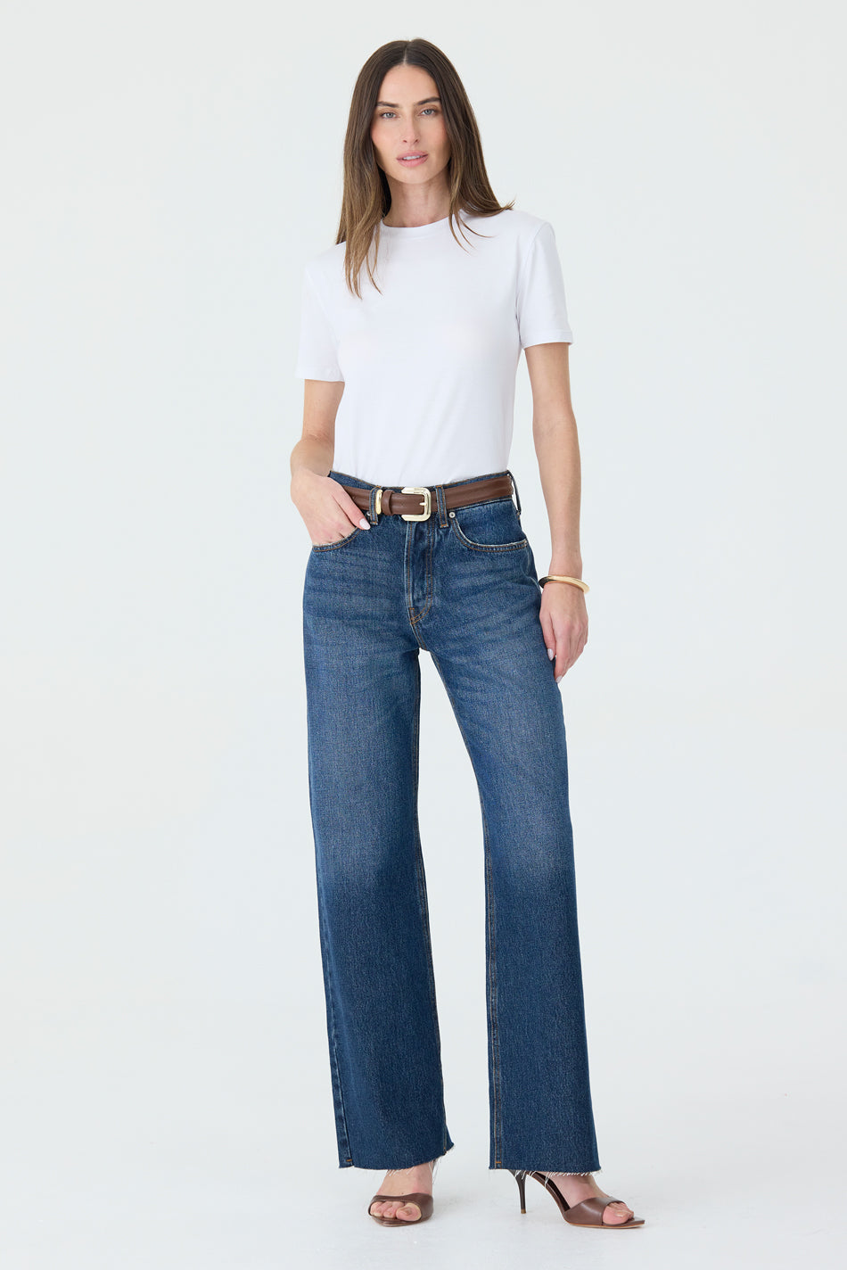CALÇA DANI FEMININA STRAIGHT BARRA A FIO JEANS ESCURO