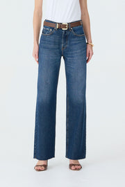 CALÇA DANI FEMININA STRAIGHT BARRA A FIO JEANS ESCURO